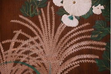 板絵　盛り上げ彩色　美しい絵のガラス戸2枚セット