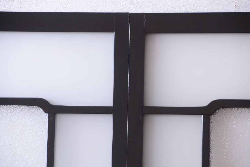 板絵　盛り上げ彩色　美しい絵のガラス戸2枚セット