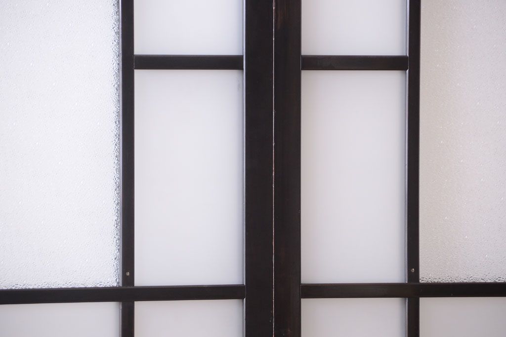 板絵　盛り上げ彩色　美しい絵のガラス戸2枚セット