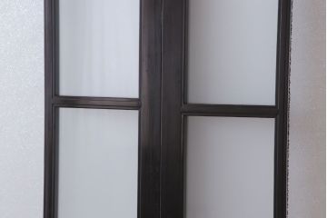 板絵　盛り上げ彩色　美しい絵のガラス戸2枚セット(2)