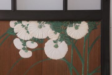 板絵　盛り上げ彩色　美しい絵のガラス戸2枚セット(2)