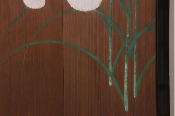 板絵　盛り上げ彩色　美しい絵のガラス戸2枚セット(2)