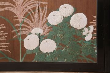 板絵　盛り上げ彩色　美しい絵のガラス戸2枚セット(2)