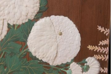 板絵　盛り上げ彩色　美しい絵のガラス戸2枚セット(2)