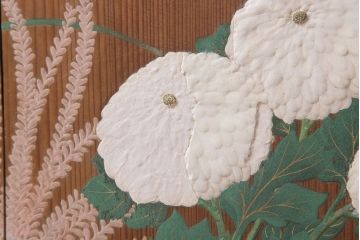 板絵　盛り上げ彩色　美しい絵のガラス戸2枚セット(2)