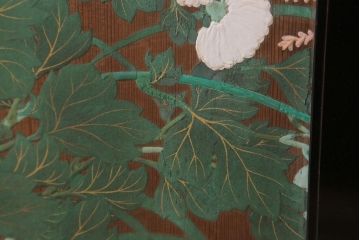 板絵　盛り上げ彩色　美しい絵のガラス戸2枚セット(2)