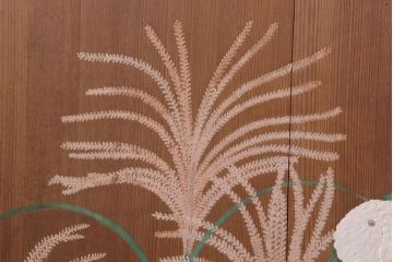 板絵　盛り上げ彩色　美しい絵のガラス戸2枚セット(2)