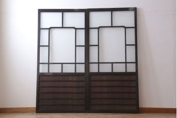 板絵　盛り上げ彩色　美しい絵のガラス戸2枚セット(2)