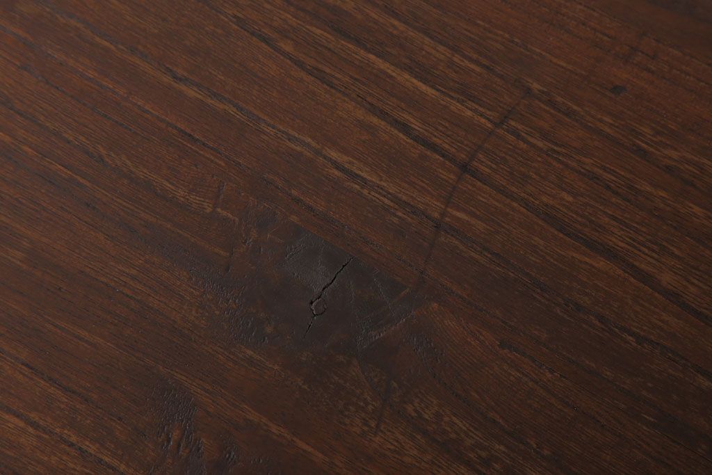 アンティーク家具　和製アンティーク　モールガラス戸!引き出し3杯付きの鉄脚ローボード(2)