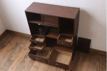 アンティーク家具　 明治大正期　古民具・骨董　玉杢!総欅材の上質な茶箪笥(茶棚)