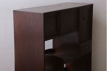 アンティーク家具　 明治大正期　古民具・骨董　玉杢!総欅材の上質な茶箪笥(茶棚)