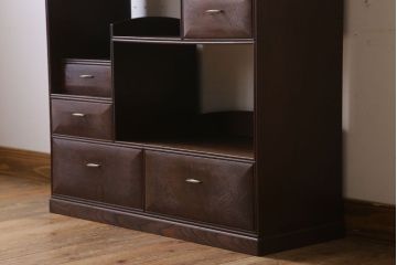 アンティーク家具　 明治大正期　古民具・骨董　玉杢!総欅材の上質な茶箪笥(茶棚)