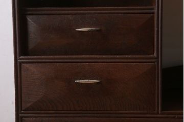 アンティーク家具　 明治大正期　古民具・骨董　玉杢!総欅材の上質な茶箪笥(茶棚)