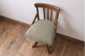 レトロ家具　和製アンティーク　古い木のレトロな回転椅子(ドクターチェア)(2)