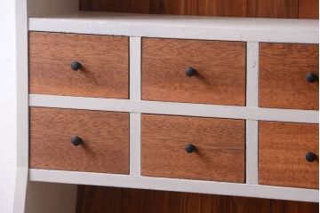 アンティーク家具　8杯引き出し付き!大きなペイント本棚