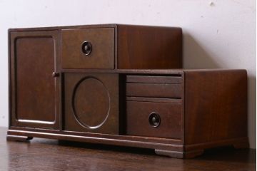 アンティーク家具　大正昭和期　銅のおとし付き!上質な小引き出し(煙草入れ)