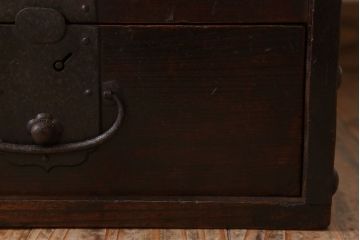 アンティーク雑貨　明治大正期　古民具・骨董　引き出し付き!総欅材のアンティーク銭箱