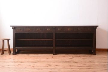 レトロ家具　アンティーク　特大サイズ　昭和レトロな木製作業台(カウンターテーブル)(2)