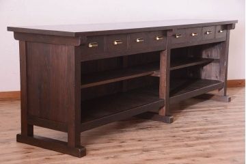 レトロ家具　アンティーク　特大サイズ　昭和レトロな木製作業台(カウンターテーブル)(2)