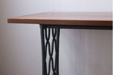 アンティーク家具　シンガーミシン オーク材天板!アンティークの鉄脚テーブル(ミシンテーブル、ミシン台)(3)
