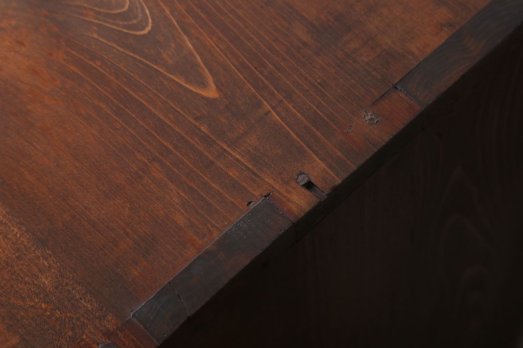 レトロ家具　ダイヤガラス!幅狭サイズ　昭和レトロなアンティーク茶箪笥