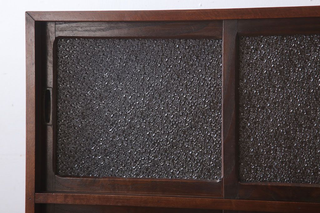 レトロ家具　ダイヤガラス!幅狭サイズ　昭和レトロなアンティーク茶箪笥