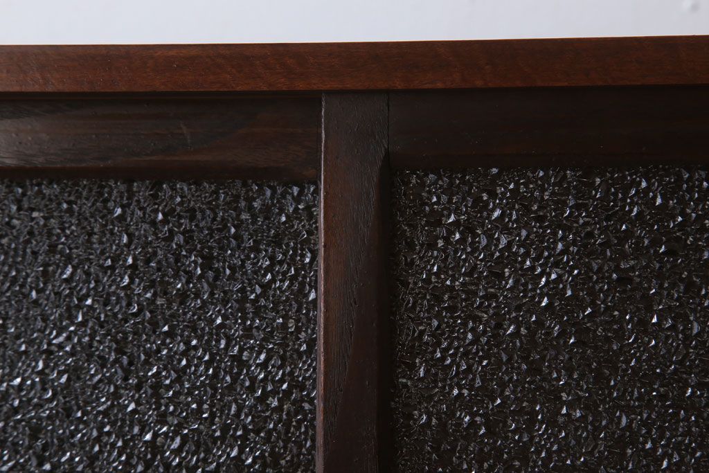 レトロ家具　ダイヤガラス!幅狭サイズ　昭和レトロなアンティーク茶箪笥