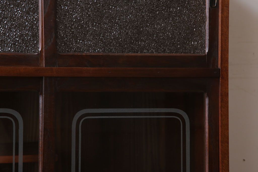 レトロ家具　ダイヤガラス!幅狭サイズ　昭和レトロなアンティーク茶箪笥