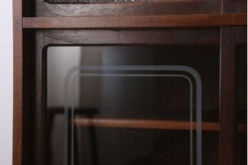 レトロ家具　ダイヤガラス!幅狭サイズ　昭和レトロなアンティーク茶箪笥