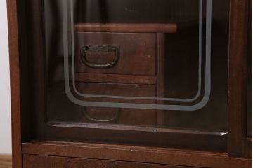 レトロ家具　ダイヤガラス!幅狭サイズ　昭和レトロなアンティーク茶箪笥