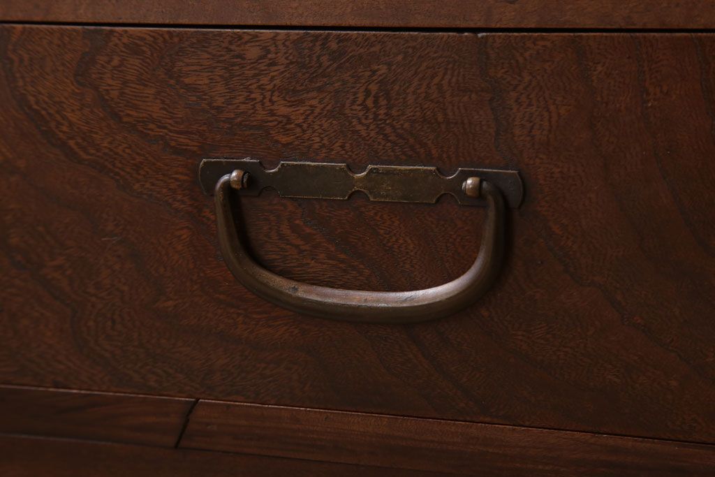 レトロ家具　ダイヤガラス!幅狭サイズ　昭和レトロなアンティーク茶箪笥