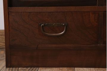 レトロ家具　ダイヤガラス!幅狭サイズ　昭和レトロなアンティーク茶箪笥