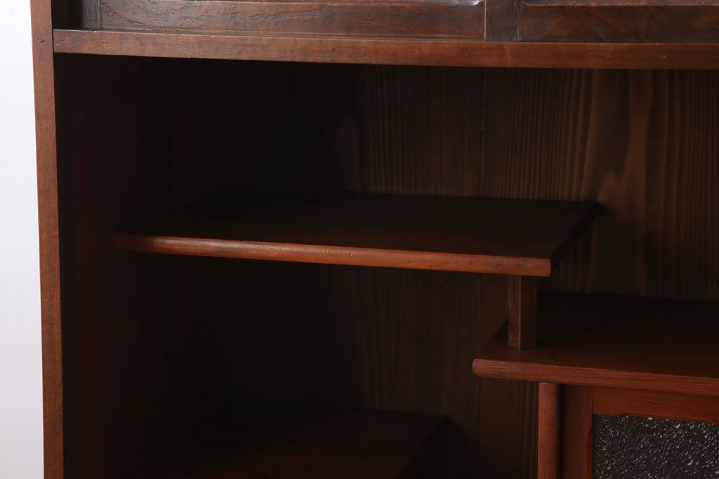 レトロ家具　ダイヤガラス!幅狭サイズ　昭和レトロなアンティーク茶箪笥