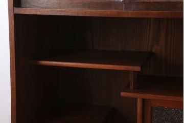 レトロ家具　ダイヤガラス!幅狭サイズ　昭和レトロなアンティーク茶箪笥