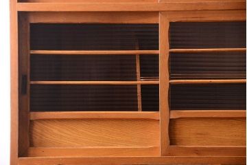 アンティーク家具　和製アンティーク　モールガラス入り!古い木製の重ね食器棚(カップボード)