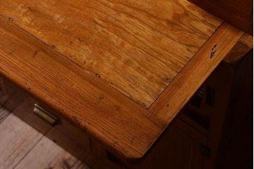 アンティーク家具　和製アンティーク　モールガラス入り!古い木製の重ね食器棚(カップボード)