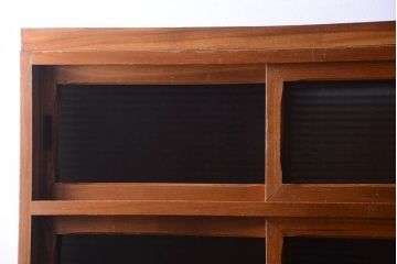 アンティーク家具　和製アンティーク　モールガラス入り!古い木製の重ね食器棚(カップボード)