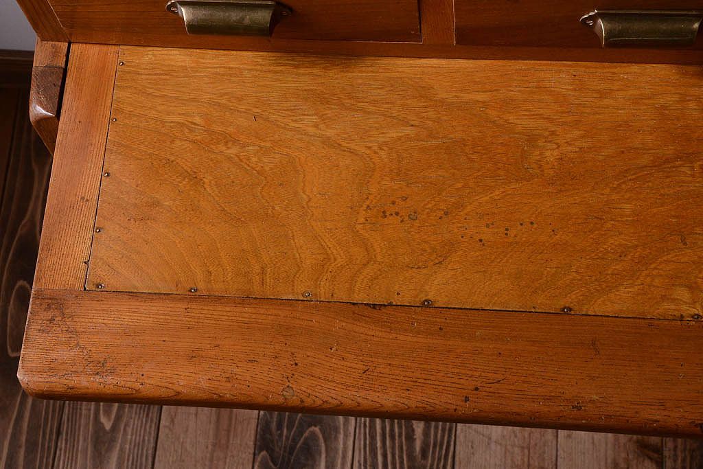 アンティーク家具　和製アンティーク　モールガラス入り!古い木製の重ね食器棚(カップボード)