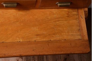 アンティーク家具　和製アンティーク　モールガラス入り!古い木製の重ね食器棚(カップボード)