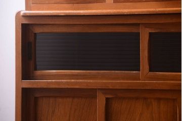 アンティーク家具　和製アンティーク　モールガラス入り!古い木製の重ね食器棚(カップボード)