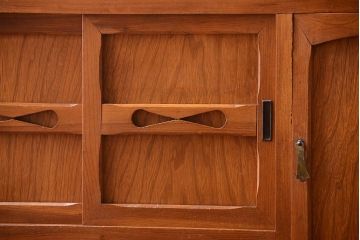 アンティーク家具　和製アンティーク　モールガラス入り!古い木製の重ね食器棚(カップボード)