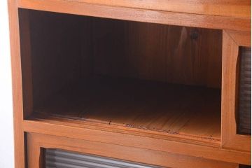 アンティーク家具　和製アンティーク　モールガラス入り!古い木製の重ね食器棚(カップボード)