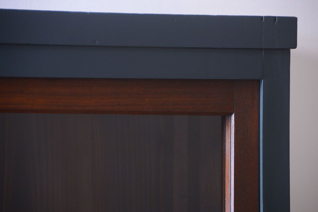 アンティーク家具　引き出し5杯付き!二段重ねの大きなペイント収納棚