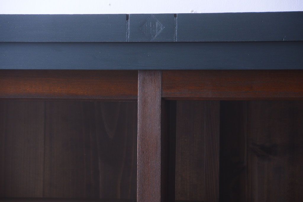 アンティーク家具　引き出し5杯付き!二段重ねの大きなペイント収納棚