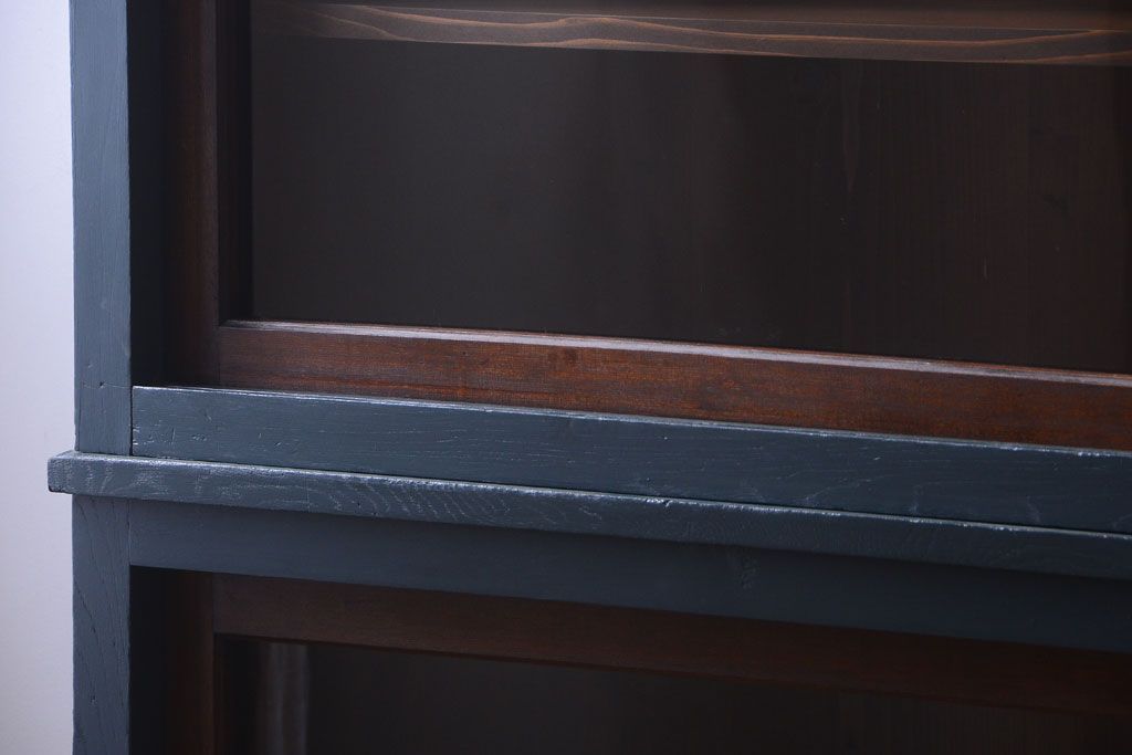 アンティーク家具　引き出し5杯付き!二段重ねの大きなペイント収納棚