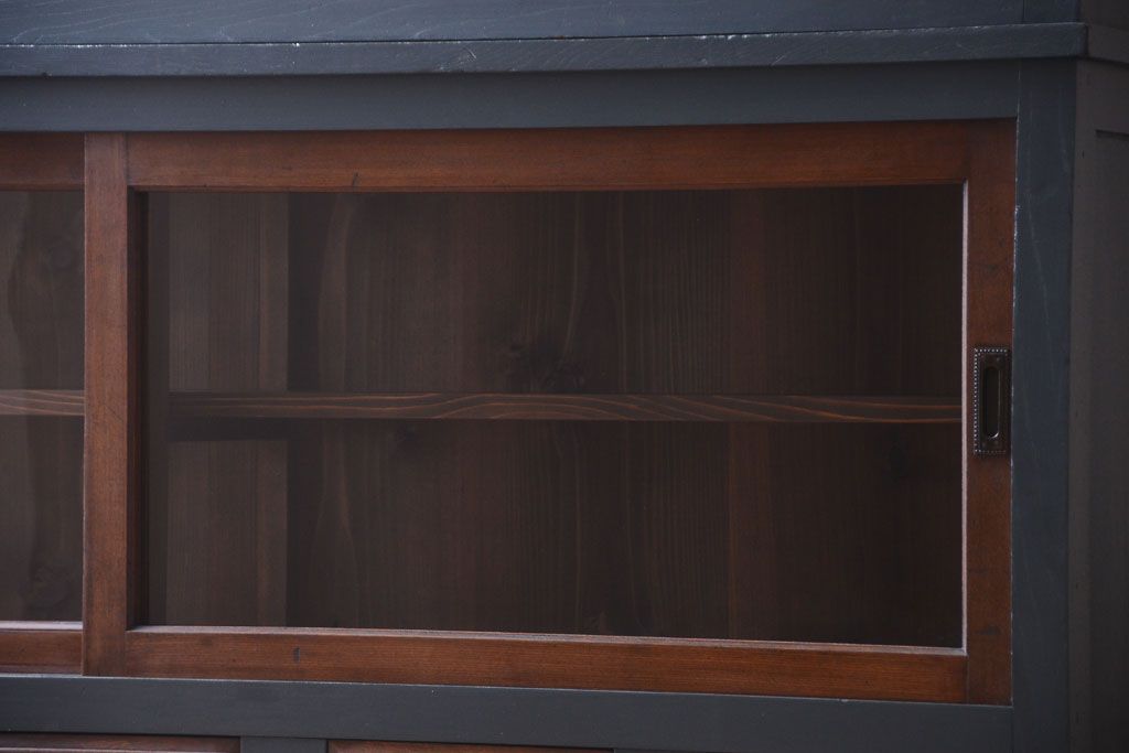 アンティーク家具　引き出し5杯付き!二段重ねの大きなペイント収納棚