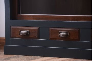 アンティーク家具　引き出し5杯付き!二段重ねの大きなペイント収納棚