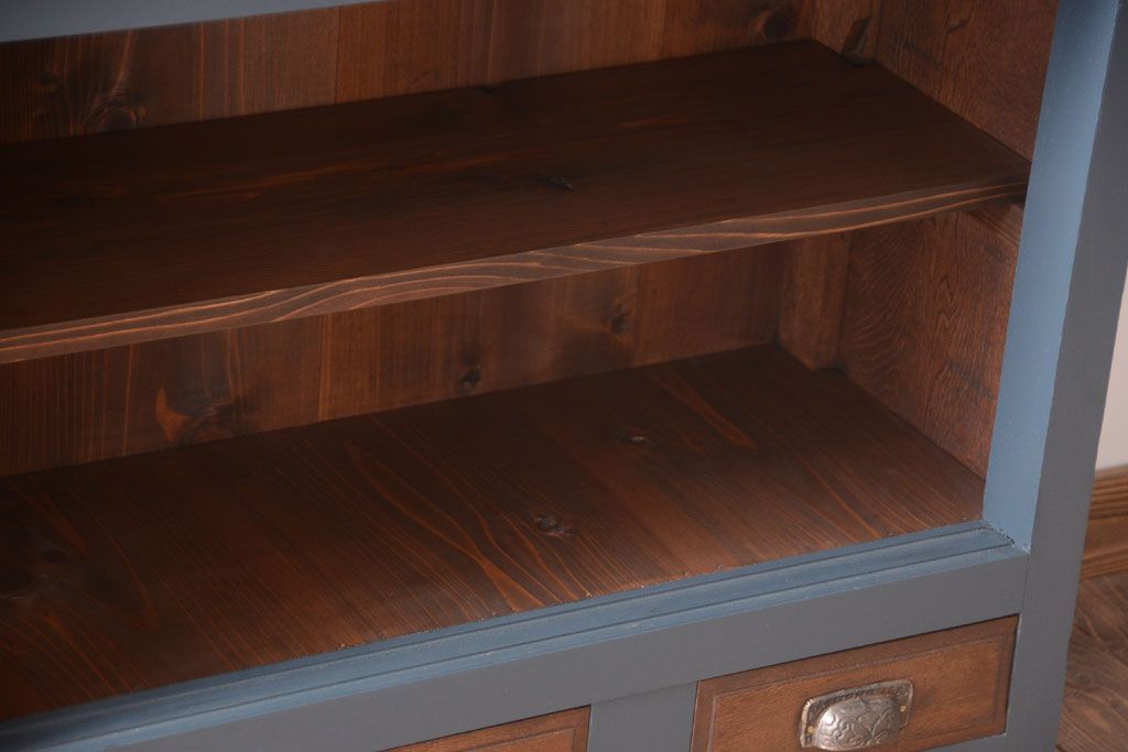 アンティーク家具　引き出し5杯付き!二段重ねの大きなペイント収納棚