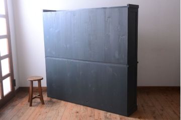 アンティーク家具　引き出し5杯付き!二段重ねの大きなペイント収納棚