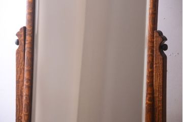 アンティーク雑貨　大正昭和期　透かし彫り!古いタモ材のアンティーク姿見(鏡)